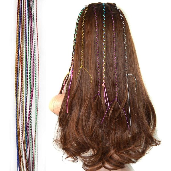 60 stykker trendy flettetilbehør for DIY fargerike hårfletter for jenter og kvinner på fester