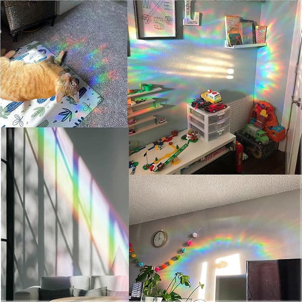 2025 New Self-Adhesive Round Window Static Rainbow Glass Decals Sun Catcher Window Warning Decals Non-Adhesive