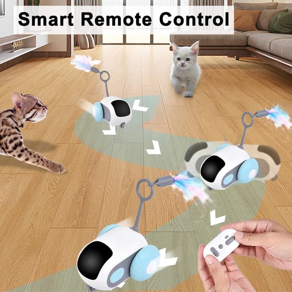Smart Interactive Cat Toy Remote Control Cat Training Toys for Bored Indoor Electronic Cat Toys Blue
