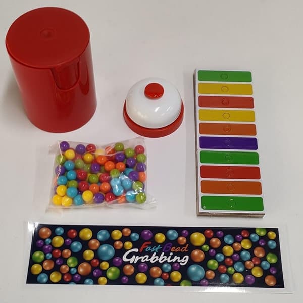 Fast-Paced Bead Catching Game, Match Bingo Game Set, 90 Beads & 6 Code Cards, 1 Clock & Bead Jar for Group Party and Family 2-4 Players