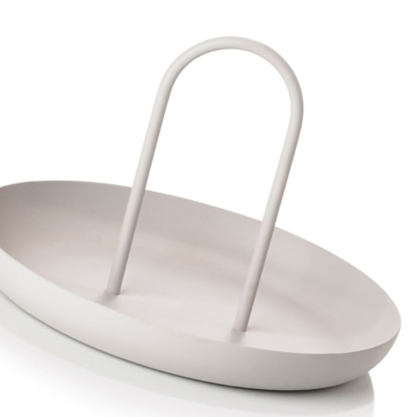 Serveringsbrett Metall Rundt Bærbart Bordplate Oppbevaringsbrett Enkel Moderne Stil med Håndtak Grå