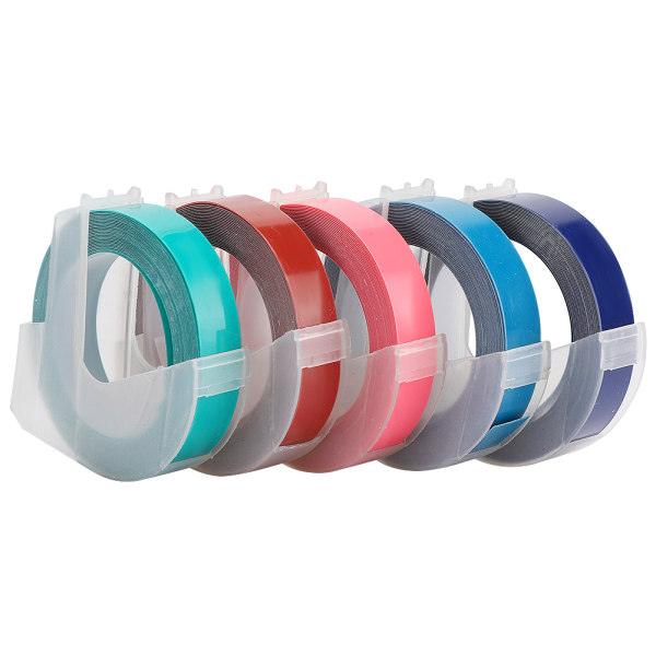 5 st Präglingstejp Manuell 3D Dekorativ Manuell DIY PVC Etikettskrivartejp 9mm 3 meter C Set