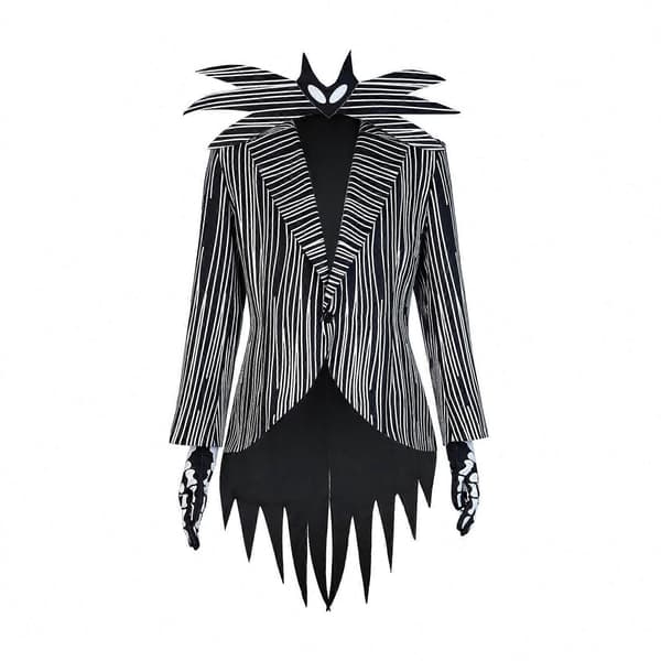 Herr Cosplay-dräkt Jack Skellington Skelettdräkt Set med krage och handskar L