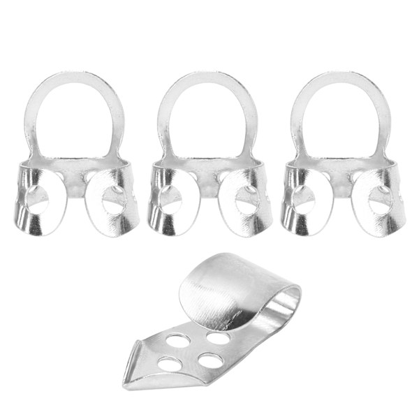 Fingerplektrum Metall Justerbara Ihåliga 3st Pekfinger 1st Tumme Banjo Gitarr Ukulele Delar (Silver)