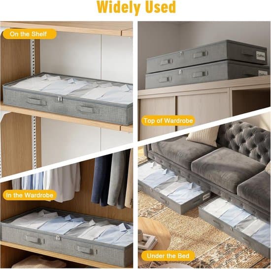 Under-bed storage box - Large storage box with zipper - Foldable wardrobe - Storage box - 100×50×10 cm - Set of 2