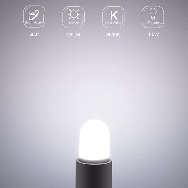 Set of 2-E14 LED Refrigerator Bulb, 1.5W Equivalent to 15W, Cool White 6500K, Bulb for Refrigerator, Salt Lamp, Sewing Machine, Non-Dimmable