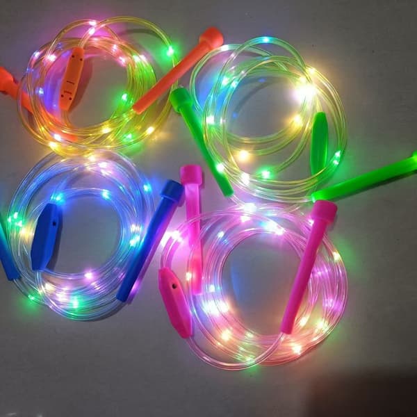 Luminous LED Jump Rope - Pink/Orange/Blue/Green - 4-pack