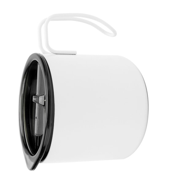 350 ml kaffekrus med låg, rustfrit stål, dobbelt lag, varmeisolering, tekop til hjemmekontor, rejse, hvid