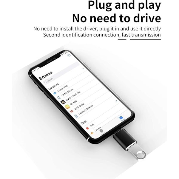 2 st USB3.0 OTG till Lightning-adapter stöder iOS-anslutning av USB-enheter till iPhone och iPad