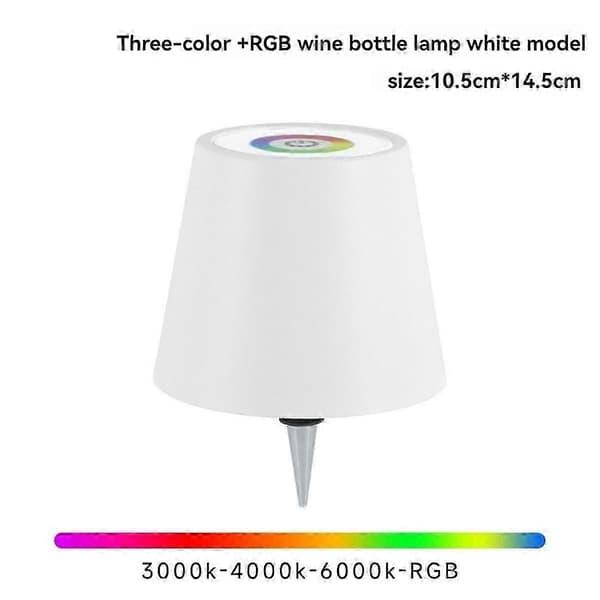 Langaton pullolamppu RGB-tiloilla ja 3 värin portaattomalla himmennyksellä, pullolampun varjostin, ladattava pullolamppu White