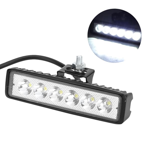 12V 18W 6 LED Bar Arbejdslampe Kørelys Køretøjsmodifikation IP67 Sort