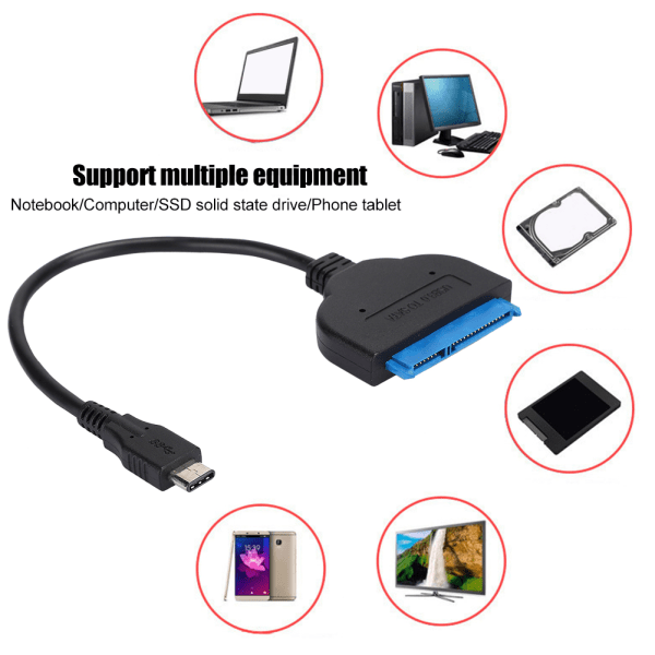 Computertilbehør USB3.0 Adapterkabel Datakabel til SATA3.0 Harddisk SSD / 2,5-tommer HDD