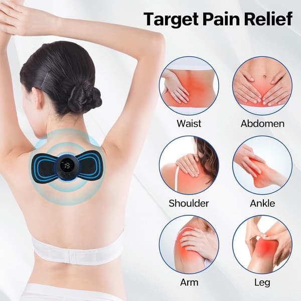 Wireless TENS Pain Relief Device - 8 Modes, 19 Intensity Levels, 3 Reusable Electrode Pads, LCD Display | Portable Unit for Back, Neck, Shoulder