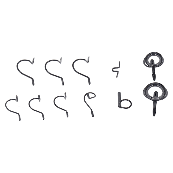 11ST Fiskespø Eye Guide Sæt Galvaniseret Rustfrit Stål Fiskespids Øjne Guide Kit Flugguide Ring Tilbehør Sort