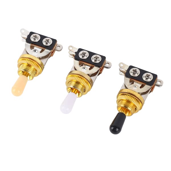 3st 3-vägs gitarr toggle-switchar kort rak switch med svarta vita krämspetsar för elgitarr guld