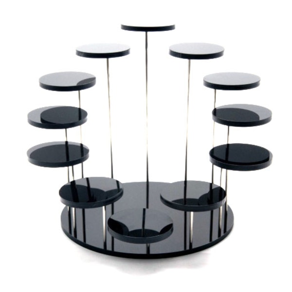 Round Jewelry Display Stand Multi Layer Ring Display Riser Stand Cake Dessert Rack Party Decorative Shelves 12 Layer Black