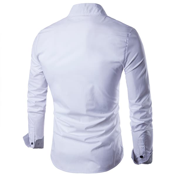 Herreskjorte med tryk, langærmet, casual, hvid[ALM] white XL