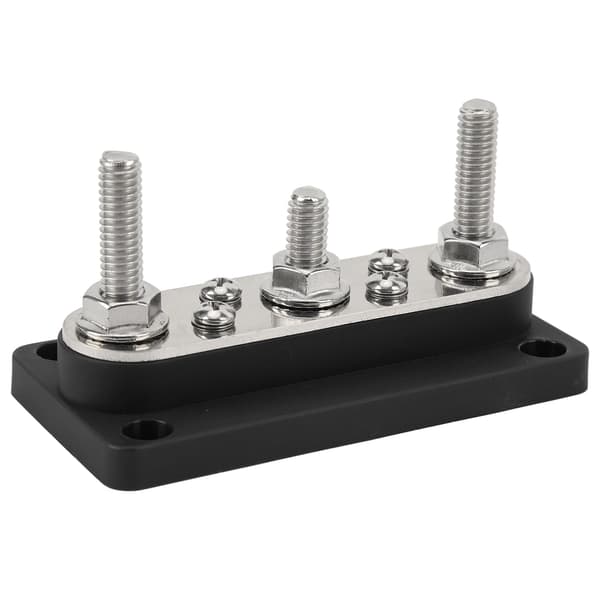 Strømblokering med Dæksel M8 Terminal Stud M4 Terminal Skrue 12‑48V 150A til Biler Lastbiler Campingvogne Både Sort
