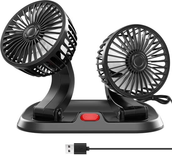 Bilventilator - Bilventilator med dobbelte hoveder - 360° rotation - Biltilbehør - Til SUV, lastbil, varevogn, kontor