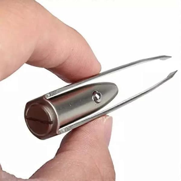 Make Up Tool LED Lys Øjenvippe Øjenbryn Hårfjerning Pincet Rustfrit Stål