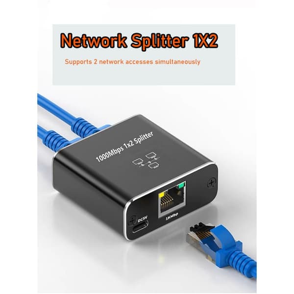 RJ45 splitter 1 til 2 Ethernet Giga 1000Mbps netværk