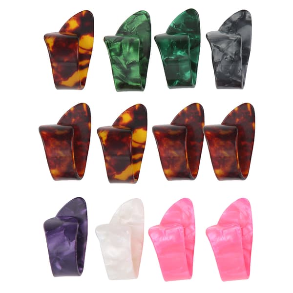 12 stk. Fingerplekter Tommel Celluloid Generelle Gitardeler Instrumenttilbehør Oppbevaringsboks