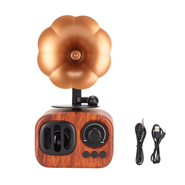 Retro Bluetooth-kaiutin Trumpetti Kukka Ammattimainen Vahva Basso Kannettava Puutyylinen Stereokaiutin Kotiin Vaalea Puun Väri