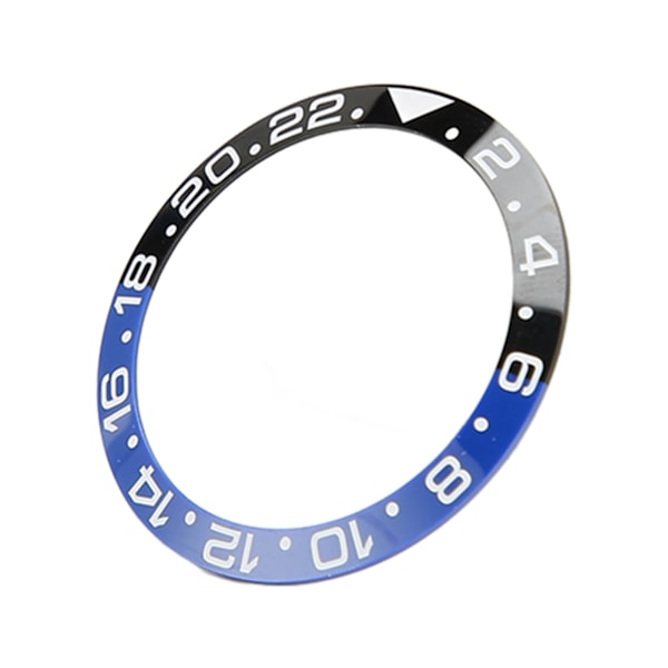 38mm Diameter Svart Blå Klocka Bezel Insats Basring Vit Karaktär Keramisk GMT Armbandsur Bezel Insats Ring
