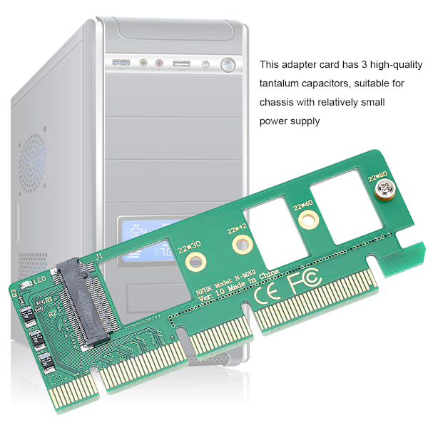 Adapter Överföring Expansionskort PCIE 3.0 x4 x8 x16 till NVME M.2 NVMe SSD Grön ABS