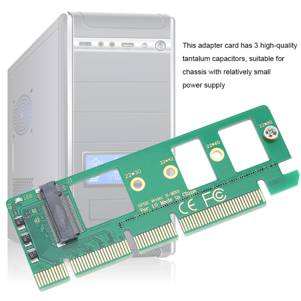 Sovitinkortti Laajennuskortti PCIE 3.0 x4 x8 x16 to NVME M.2 NVMe SSD Vihreä ABS