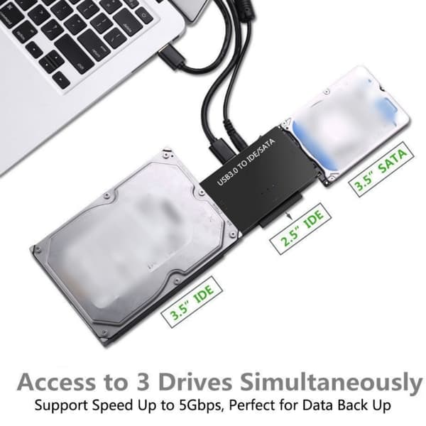 USB 3.0 - sisäinen kiintolevysovitin 2,5\"/3,5\" SATA HDD/SSD- ja IDE-kiintolevyille