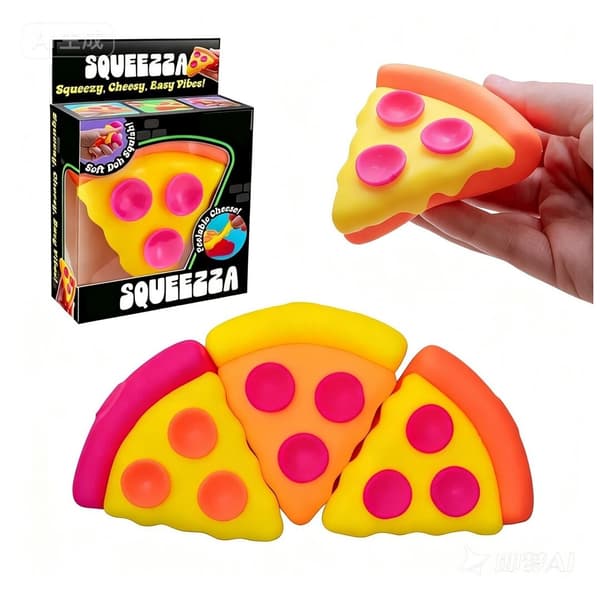 3 stk. Pizza Squeeze Gaveæske Mini Sensorisk Klemmelegetøj