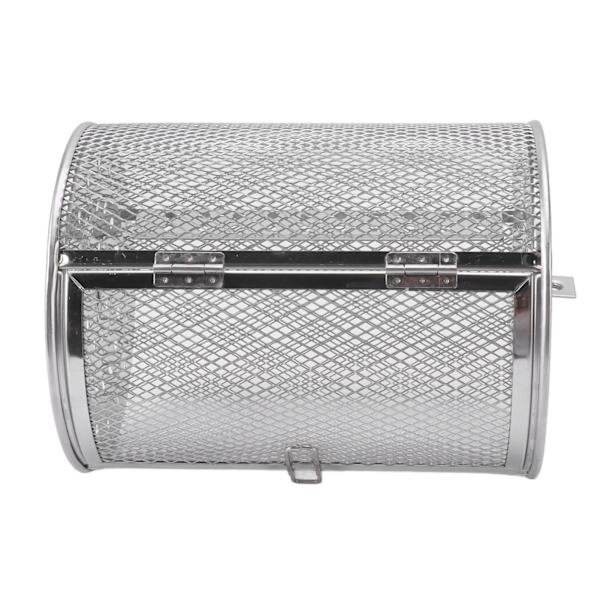 Roterende Grillkurv Rustfritt Stål Grillbur Rundt Rustfritt Stål BBQ Grillnett for Peanøtter Tørkede Nøtter Grønnsaker B