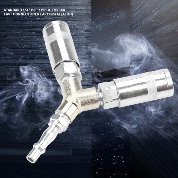 1/4\" BSP Y-koppling 3-vägs Pneumatisk Snabbkoppling Luftpump Kompressor Anslutning Galvaniserat Järn