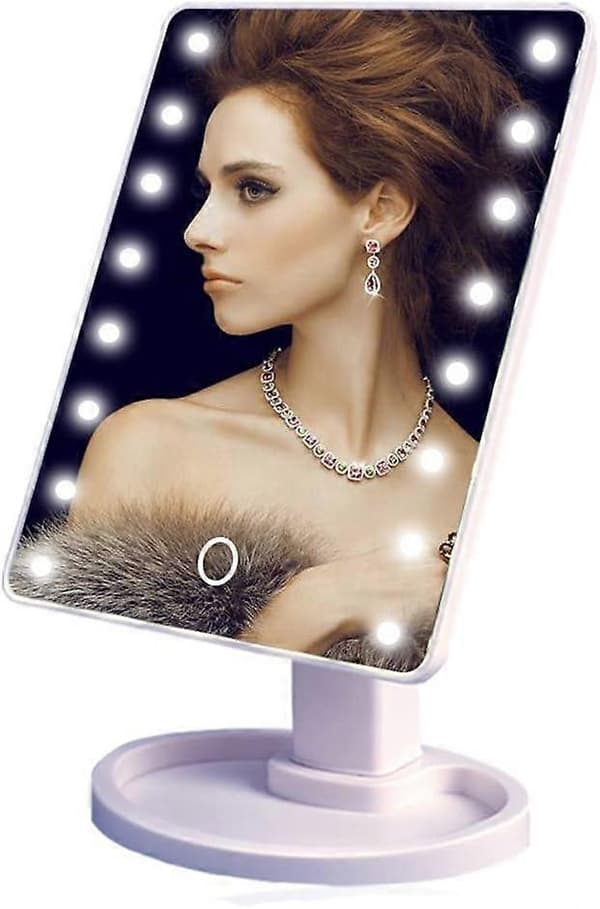 16 LED Smart Touch Screen Bærbart Bordplade Belyst Kosmetisk Makeupspejl (Hvid)