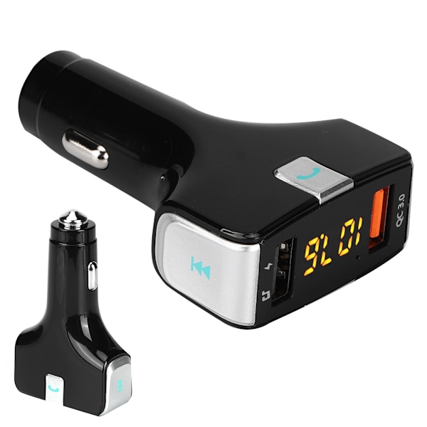 Dobbel USB Bil Hurtiglader Adapter MP3 Audio Spiller FM44 Sender Støtte for QC3.0