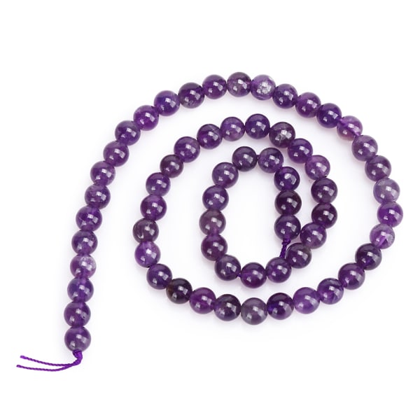 Naturlige lilla sten runde perler DIY smykker Armbånd Fremstillingsværktøj 6 mm 62 stk perler