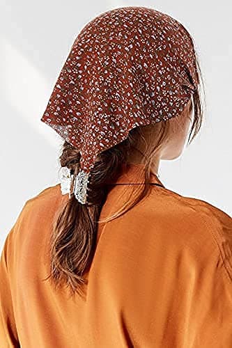 3-pak blomstrede elastiske chiffonhårbånd med trekantede bandanas [ALM]
