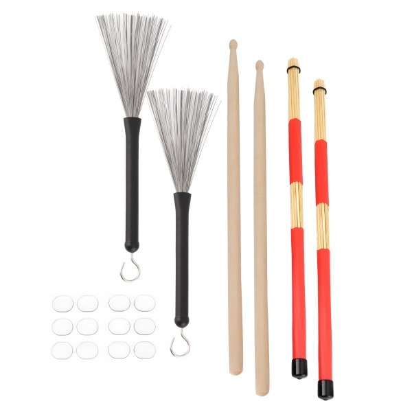 Trumset Kit Rute Borste Dämpare Trumset Musikinstrument Speltillbehör med Väska M02757 Transparent