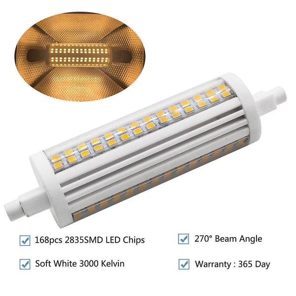 20W 2500lm LED R7s J118 500W metallihalogenidilampun vaihto, himmennettävissä 120V (lämmin valkoinen 3000K)