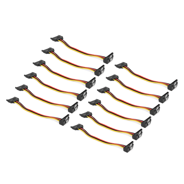 10 kpl SATA-kaapeleita 15-nastainen 90 asteen uros-naaras virtajohdon jatkoadapteri HDD SDD optisille asemille