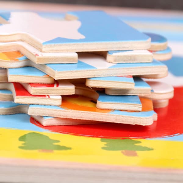 10 Pieces Wooden Puzzles for Children 16 Pieces Educational Learning Eco-friendly