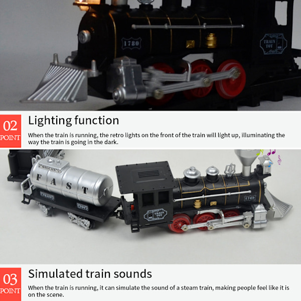 Simulert Retro Sporvei Togsett Elektrisk Togsett med Lys og Lyd Julegaveleke