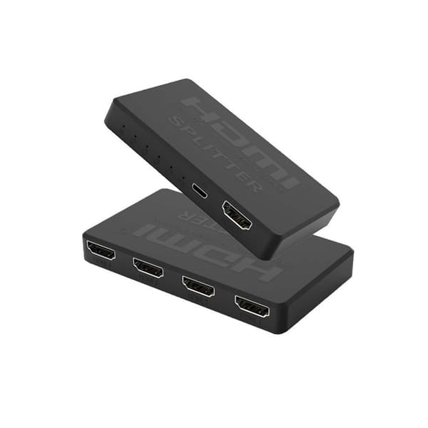 HDMI-splitter 1 in 4 ut Stöder duplicering/spegling av 1 källskärm till 4 HDMI-skärmenheter, 4-portars HDMI-splitters