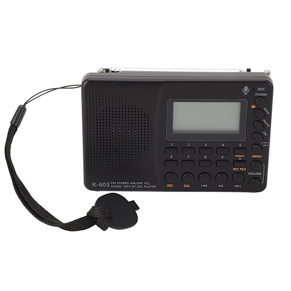 K‑603 FM/AM/SW Radio Monitoiminen Kannettava Pieni Radio Stereokaiutin REC-tallennin