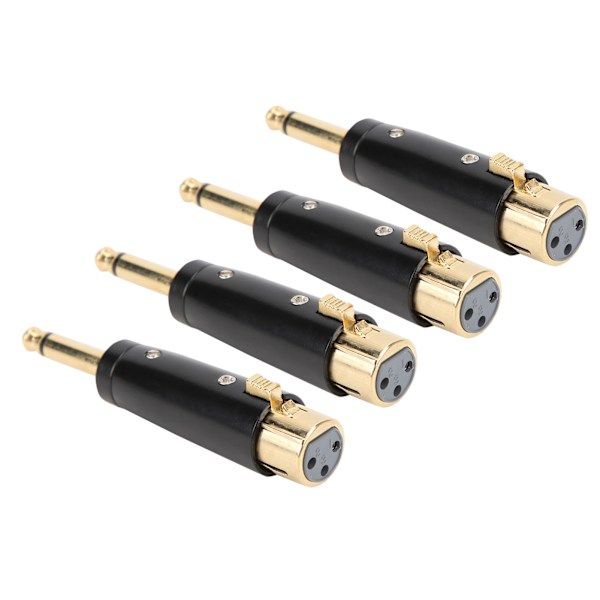 4 kpl XLR-adapteri audiomuunnin metalli 6,35 mm yksiraitainen uros-naaras LZ1167G