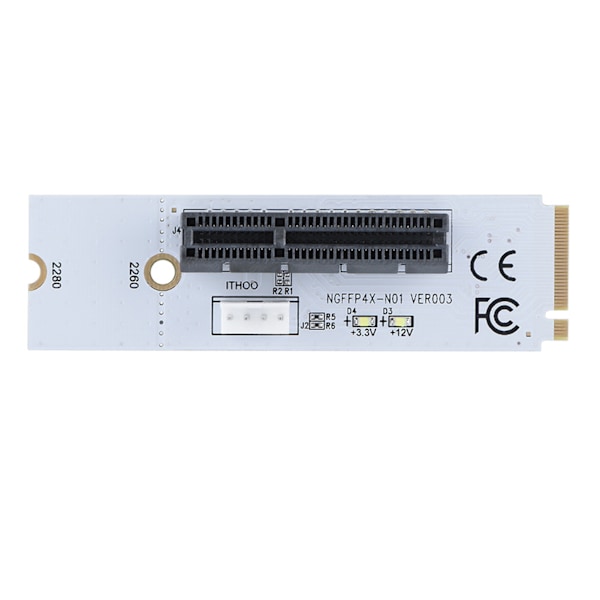 NGFF M.2 Key M till PCI-E Express 4X Riser-kortadapter med LED Spänningsindikator Stor 4P Ström C