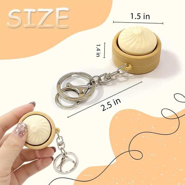 Dumpling-nøglering, Dumpling Fidget-legetøj, Sødt 3D-printet sensorisk kliklegetøj, Sjov nøglering til angst- og stresslindring (2 dele) B