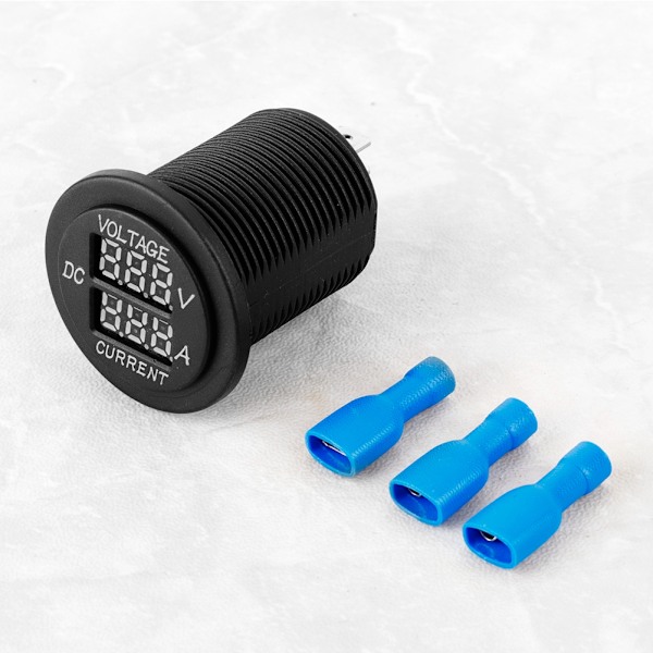 Digital LED Voltmeter Amperemeter Rund Mätare Ström Mätare för Motorcykel Bil Båt