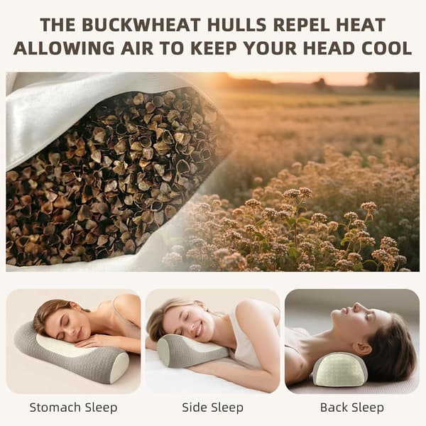Buckwheat Pillow for Neck Support and Better Sleep - Single Pack (15 x 45 cm) [Single Pack]